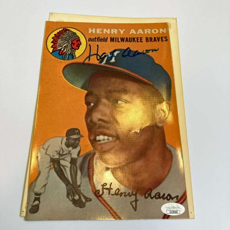 Hank Aaron Signed 1954 Topps Original Production Artwork JSA COA 1/1 RARE - 5