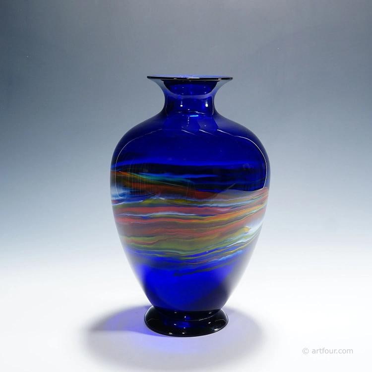 Art Glass Vase by Gianni Versage for Vetreria Archimede Seguso ca. 1990s: Condition: Used,Brand: ArtGlass,Type: Vase,Country of Origin: Italy A large and heavy vintage art glass vase designed by Gianni Versage and manufactured by Vetreria Archimede Seguso in the 1990s. Dark