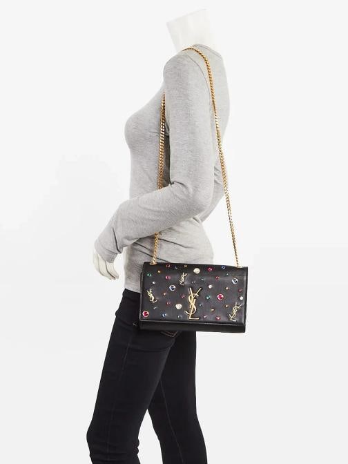 Yves Saint Laurent Black Leather Studded Medium Kate Bag - 2