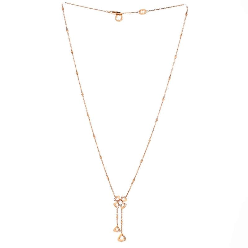 Bvlgari Fiorever Drop Pendant Necklace 18K Rose Gold and Diamonds - 2