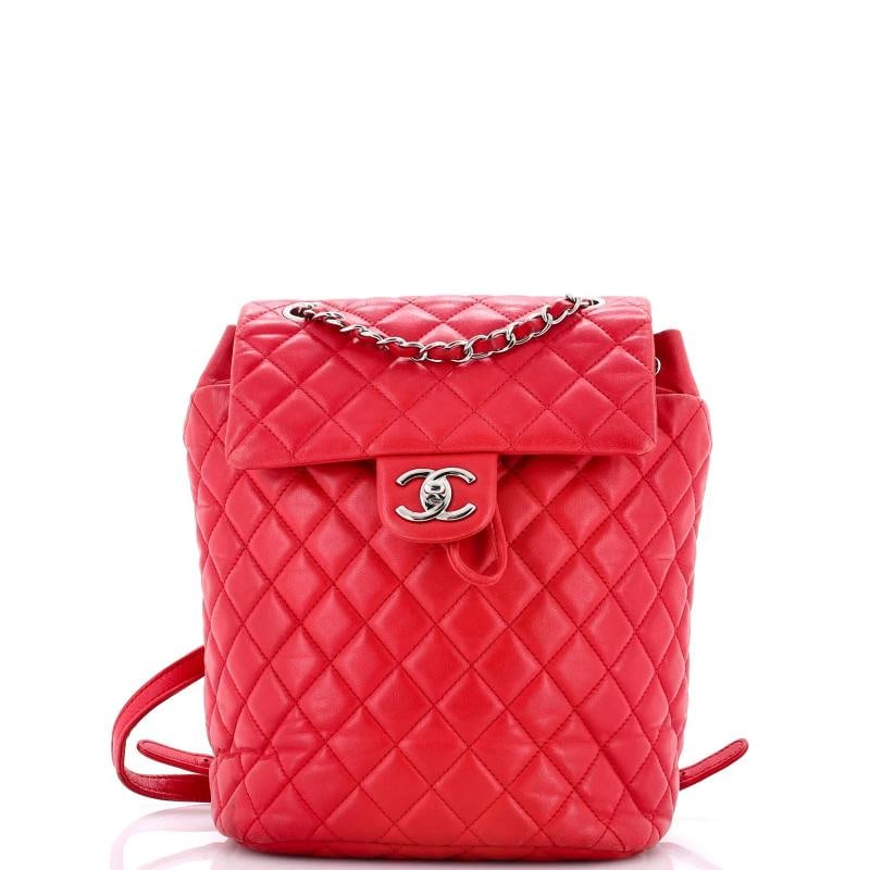 Chanel Urban Spirit Backpack Quilted Leather Small: Condition: Pre-owned - Fair,Brand: Chanel,Exterior Material: Leather,Style: Backpacks,Exterior Color: Red,Department: Women,Size: Small Condition: Fair. Exterior: heavy corner wear, edge wear,
