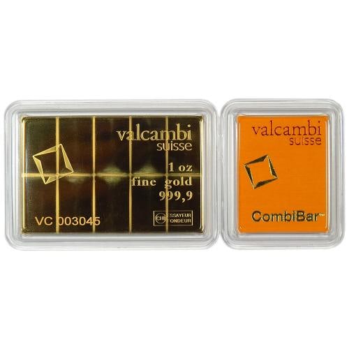 1 Troy oz Valcambi Suisse .9999 Fine Gold CombiBar 10 x 1/10 oz - 2