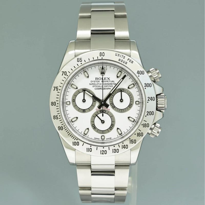 2019 PAPERS RSC MINT Rolex Daytona 116520 White APH Chronograph Blue Chromalight - 2