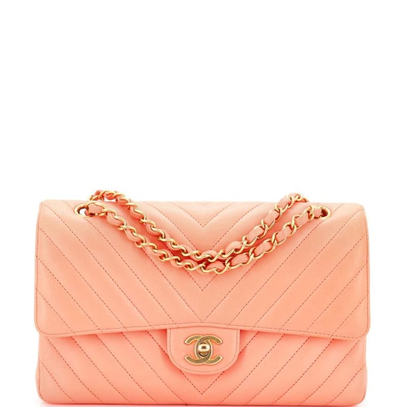 Chanel Classic Double Flap Bag Chevron Lambskin Medium: Accessories: Dust Bag Measurements: Handle Drop 9", Height 6", Width 10", Depth 3", Strap Drop 17". Condition: Pre-owned - Good,Brand: Chanel,Exterior Material: Leather,Style: Shoulder Bags,Exterior