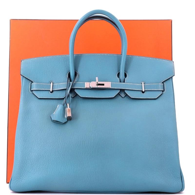 Hermes HAC Birkin Bag Blue Chevre de Coromandel with Palladium Hardware 36 - 2