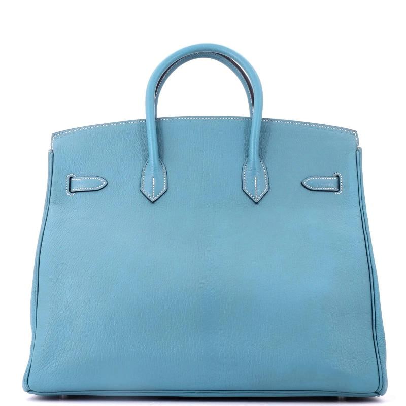 Hermes HAC Birkin Bag Blue Chevre de Coromandel with Palladium Hardware 36 - 4