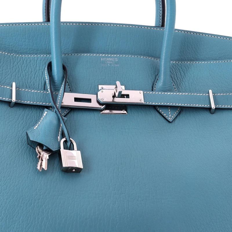 Hermes HAC Birkin Bag Blue Chevre de Coromandel with Palladium Hardware 36 - 7