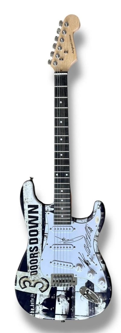 3 Doors Down: Brad Arnold, Chris Henderson & Justin Biltonen Signed Custom Guitar (JSA) - 2