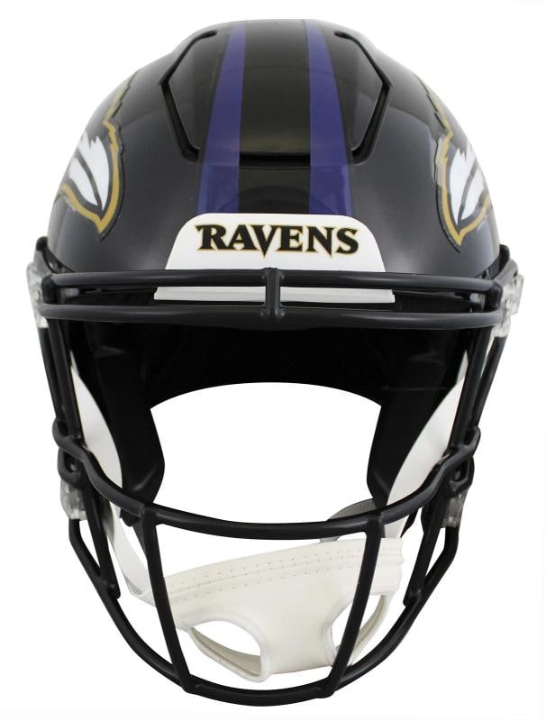 Ravens Ed Reed & Ray Lewis Signed Speed Flex Full Size Helmet BAS Witnessed - 4