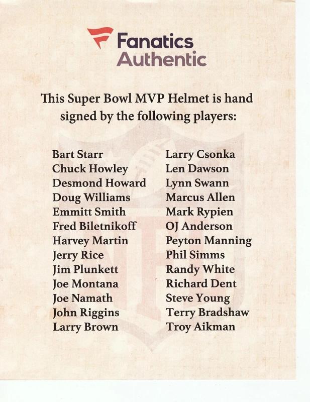 Beautiful Super Bowl MVP's Signed Full Size Authentic Helmet 26 Sigs Beckett COA - 6