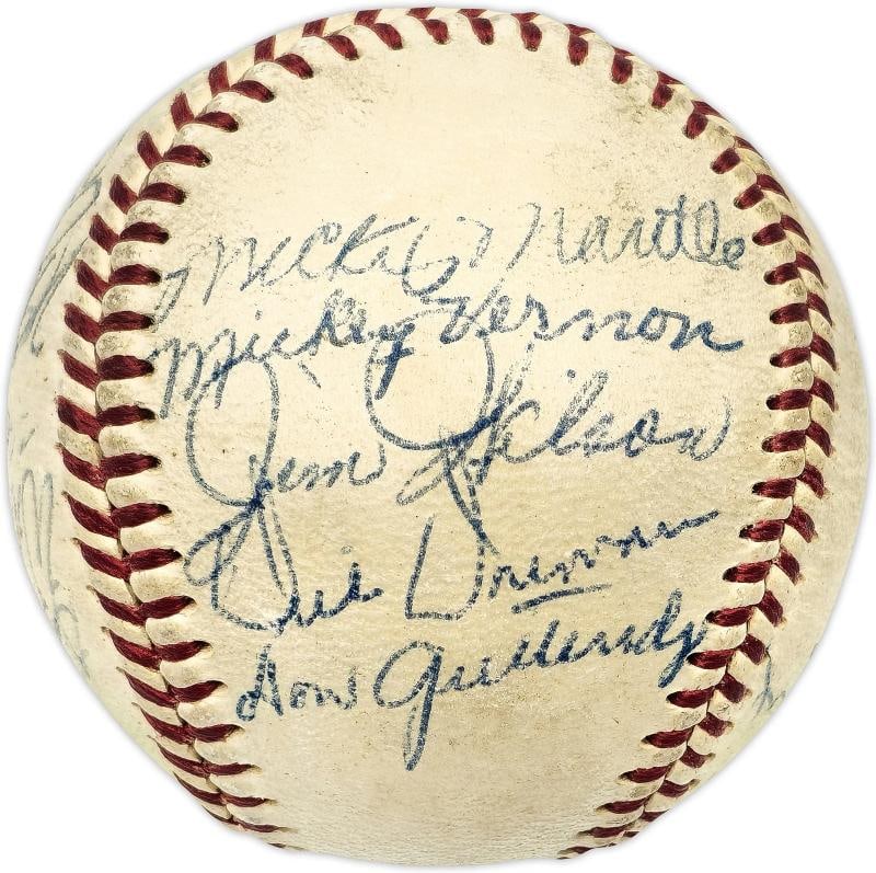 1956 MLB All Stars Auto Harridge AL Baseball 14 Sigs Mickey Mantle Vintage BAS - 2