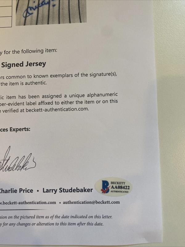 Mickey Mantle Signed Authentic Game Issued New York Yankees Jersey Beckett COA - 5