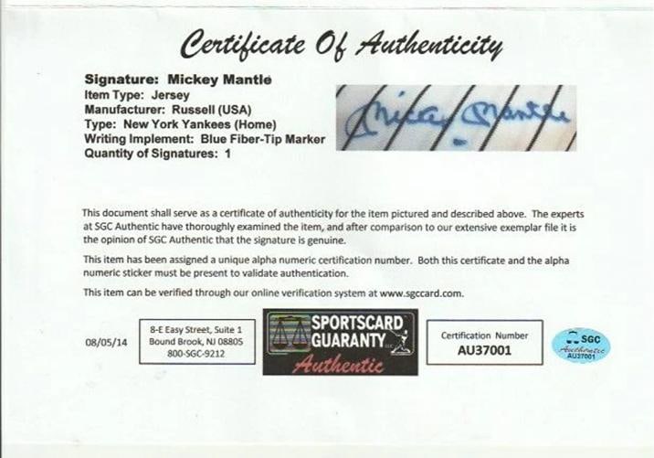 Mickey Mantle Signed Authentic Game Issued New York Yankees Jersey Beckett COA - 6