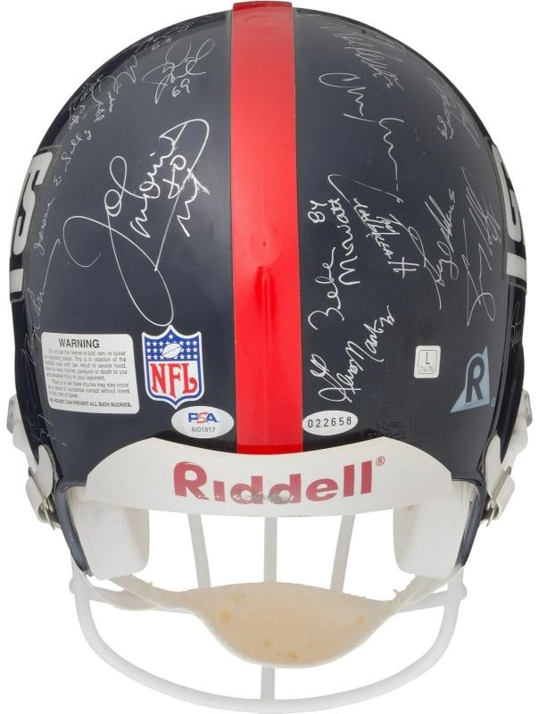 1986 New York Giants Super Bowl Champs Team Signed Full Size Helmet Beckett COA - 4