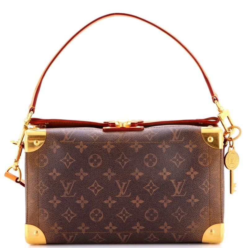 Louis Vuitton Soul Trunk Bag Monogram Dust Leather East West: Accessories: Charms, Extra Strap, With Strap Measurements: Height 7", Width 11.5", Depth 5". Condition: Pre-owned - Excellent,Brand: Louis Vuitton,Exterior Material: Canvas Coated,Style: