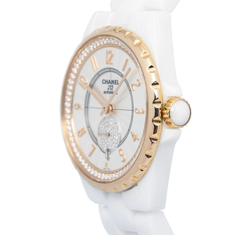 Chanel J12 H3843 Ceramic Rose Gold Factory Diamond Dial & Bezel Auto Watch 36mm - 3