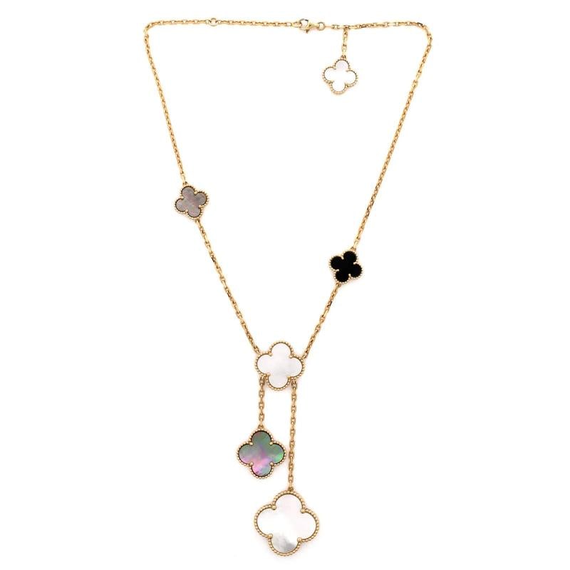 Van Cleef & Arpels Magic Alhambra 6 Motifs Necklace 18K Yellow Gold and Mother - 2
