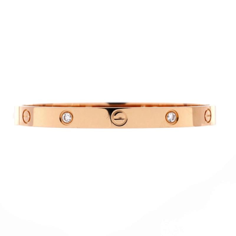 Cartier Love 4 Diamond Bracelet 18K Rose Gold with Diamonds: Measurements: Circumference: 6.5 ", Width: 6.00 mm . Condition: Pre-owned - Good,Brand: Cartier,Main Stone: Diamond,Metal: 18K Rose Gold,Metal Purity: 18K,Style: Bracelet,Type: Bracelet,Color: Rose Go