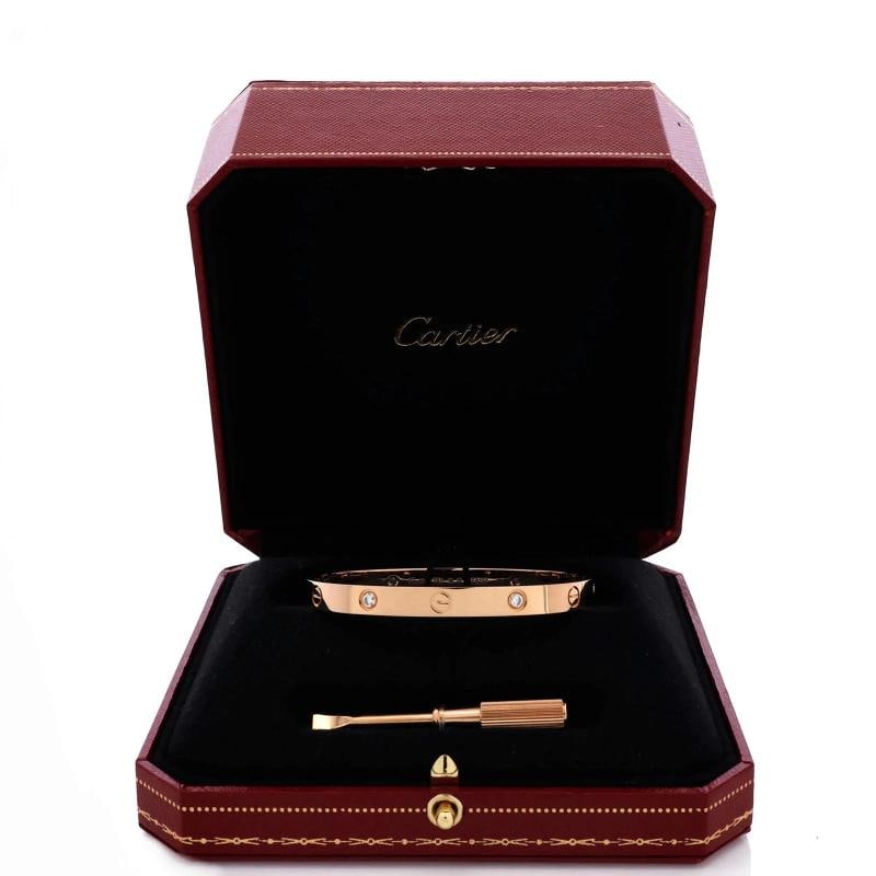 Cartier Love 4 Diamond Bracelet 18K Rose Gold with Diamonds - 2