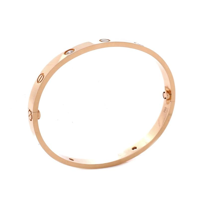 Cartier Love 4 Diamond Bracelet 18K Rose Gold with Diamonds - 3