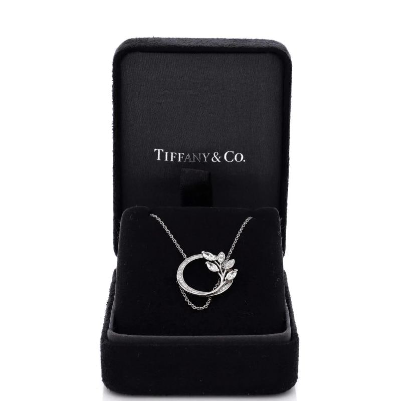 Tiffany & Co. Victoria Vine Circle Pendant Necklace Platinum with Diamonds Small - 2