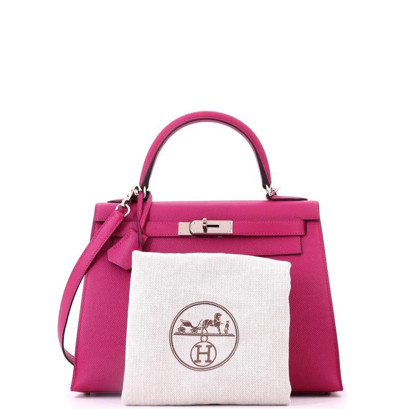 Hermes Kelly Handbag Pink Epsom with Palladium Hardware 28 - 2
