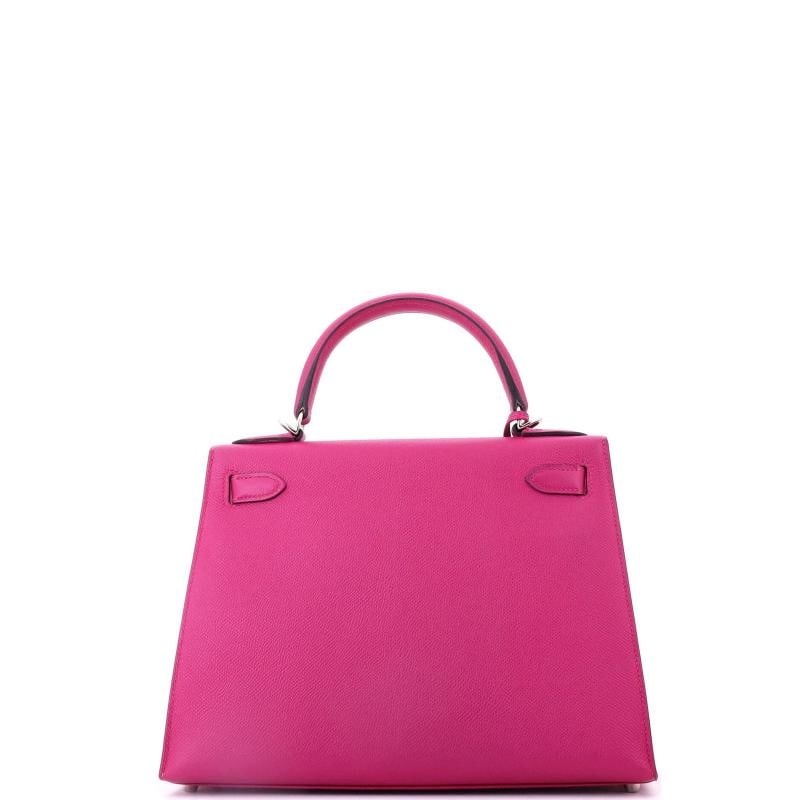 Hermes Kelly Handbag Pink Epsom with Palladium Hardware 28 - 4