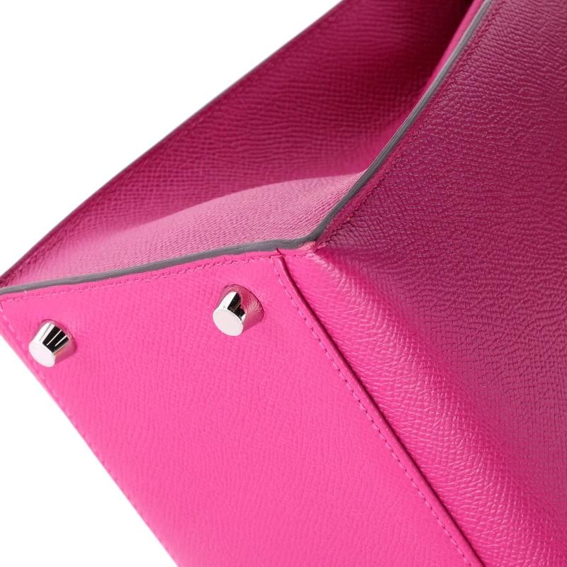 Hermes Kelly Handbag Pink Epsom with Palladium Hardware 28 - 8