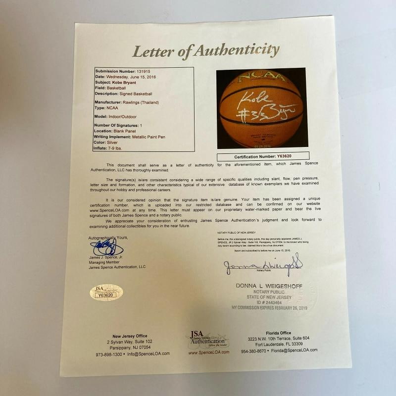 Beautiful Kobe Bryant #33 Pre Rookie (High School Era) Signed Basketball JSA COA - 3
