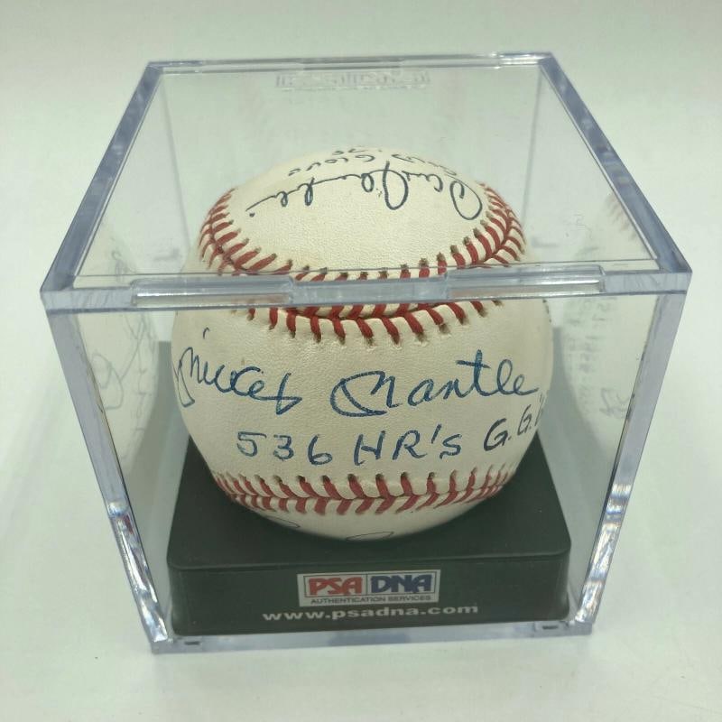 Mickey Mantle 536 HR's Yankees Gold Glove Signed Baseball PSA DNA (1 of 11)
