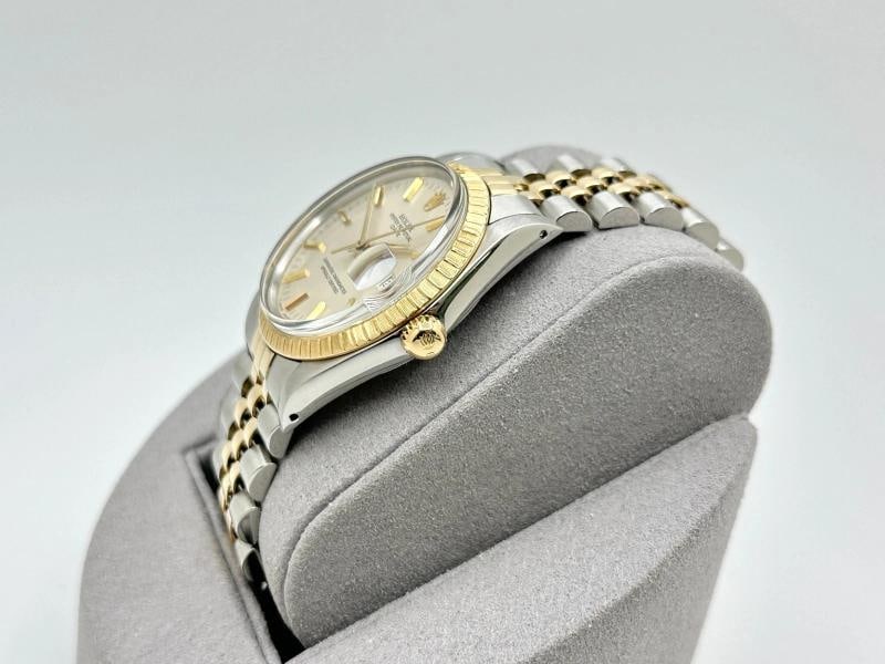 Rolex Date 15053 34mm Silver Dial 18k Yellow Gold Stainless Steel Jubilee - 6