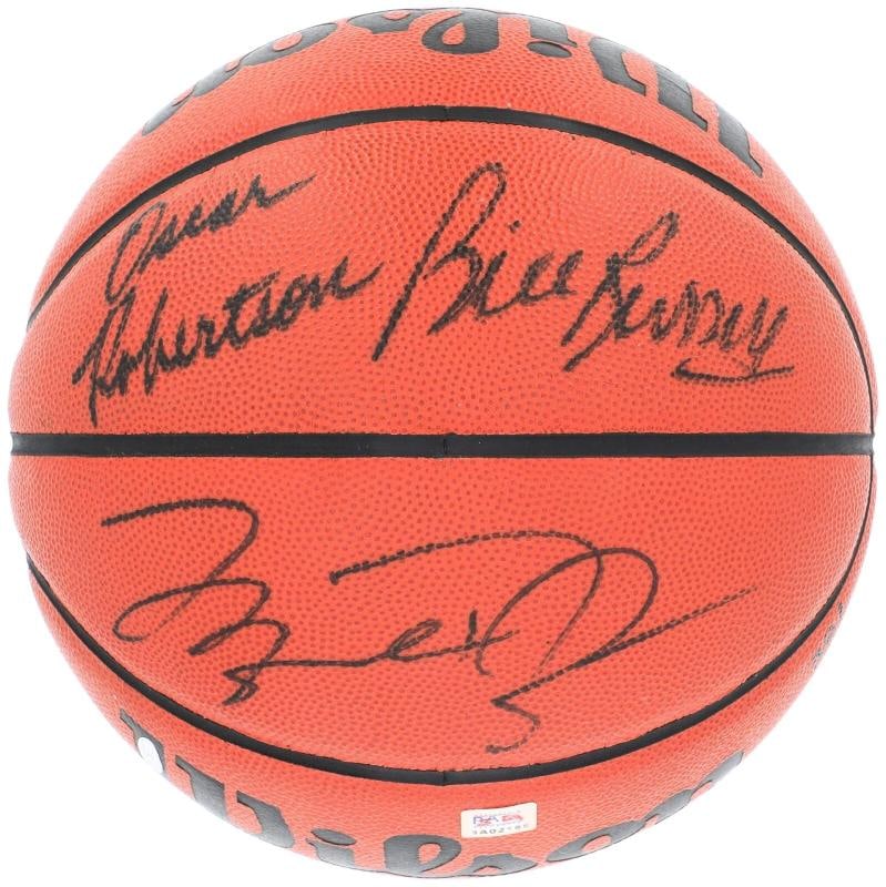 Michael Jordan Bill Russell Magic Johnson Larry Bird Signed Basketball UDA & JSA: Sport: Basketball,Player: Michael Jordan,Signed: Yes,Autograph Authentication: Upper Deck,Original/Reprint: Original,Product: Ball,Team: Chicago Bulls,Country of Origin: United States