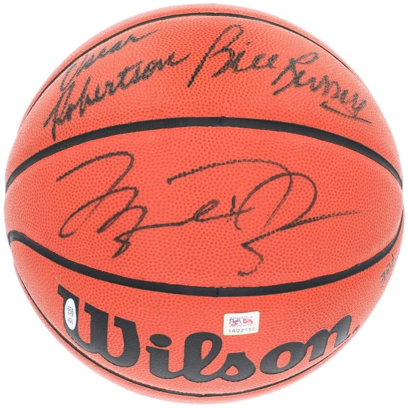 Michael Jordan Bill Russell Magic Johnson Larry Bird Signed Basketball UDA & JSA - 3