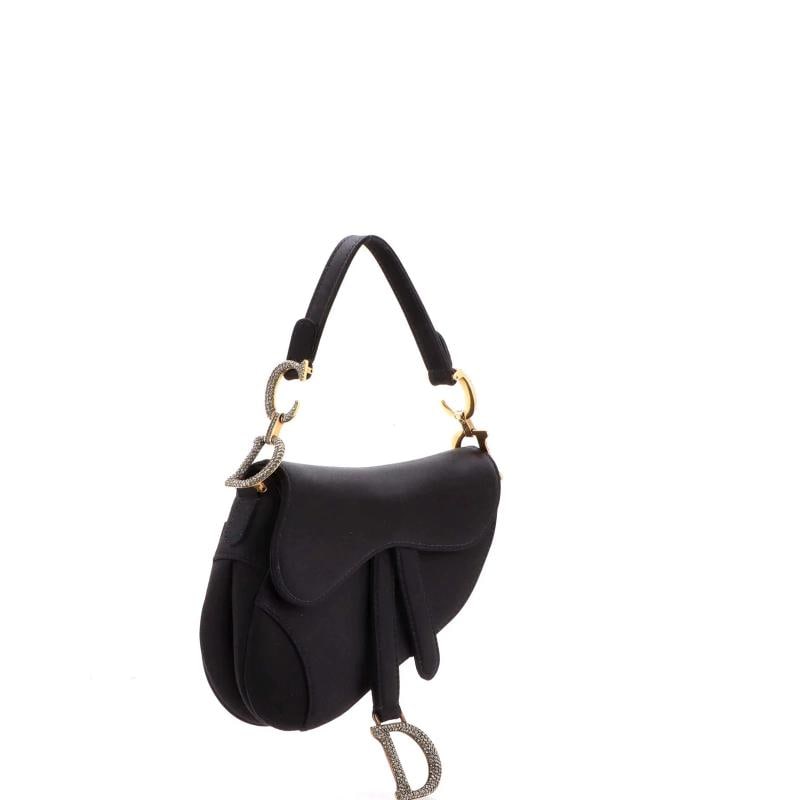 Christian Dior Saddle Handbag Velvet with Crystals Mini - 2
