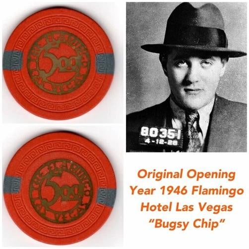 Flamingo Hotel Las Vegas Original 1946 $5 Poker Chip Bugsy Siegel Lansky Mafia: Country of Origin: United States
