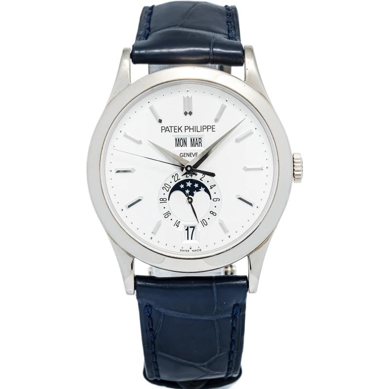 Patek Philippe Annual Cal 5396G-011 PAPERS 2022 18k WG Silver Dial Auto Men 38mm: Condition: Pre-owned - Good: This item has been gently used but is in good condition. It might have a few signs of wear, like light scratches or tarnishing. ,Brand: Patek Philippe,REFERENCE:
