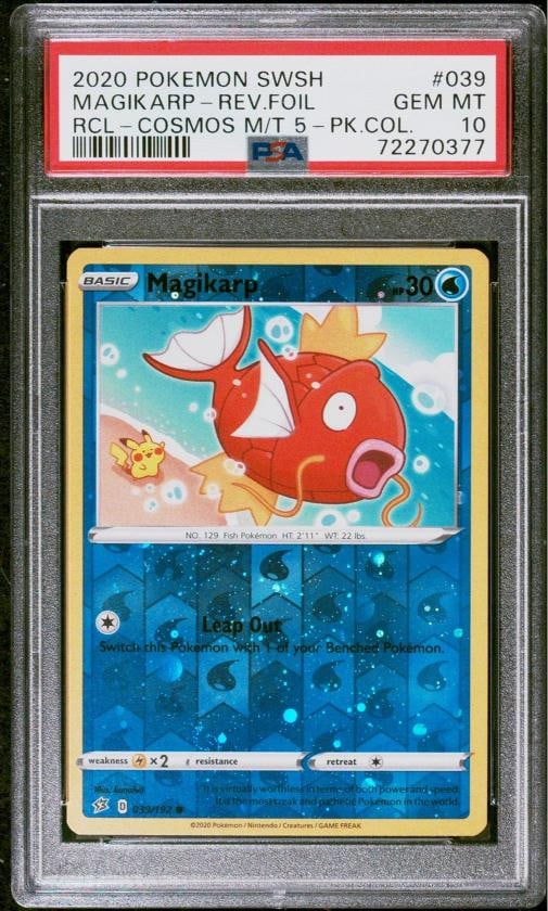 PSA 10 Magikarp Cosmos Reverse Holo Promo 039/192 Pikachu Pokemon Card GEM MINT (1 of 2)