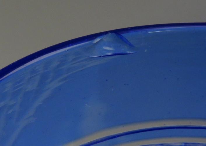 12 Antique Cobalt Blue Cut to Clear Diamond Pattern Tumblers/Glasses - 6