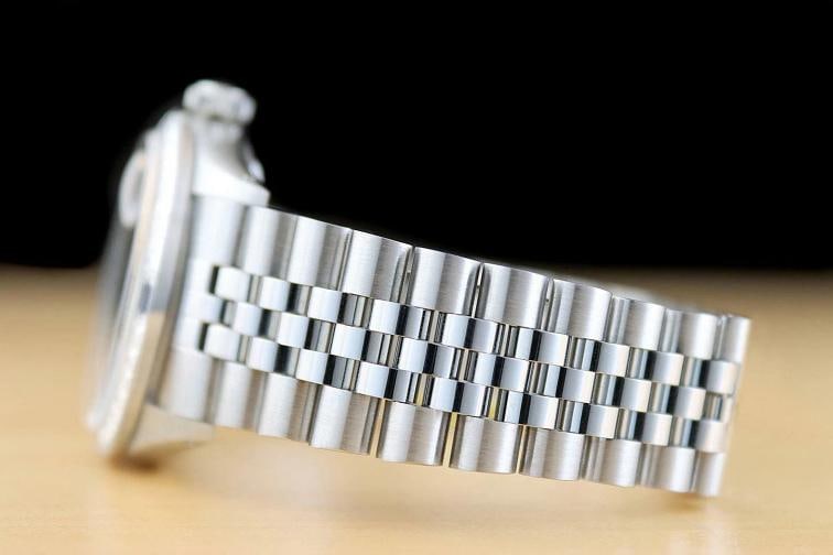 MENS ROLEX DATEJUST 16014 BLACK DIAMOND SAPPHIRE 18K WHITE GOLD STEEL WATCH - 5