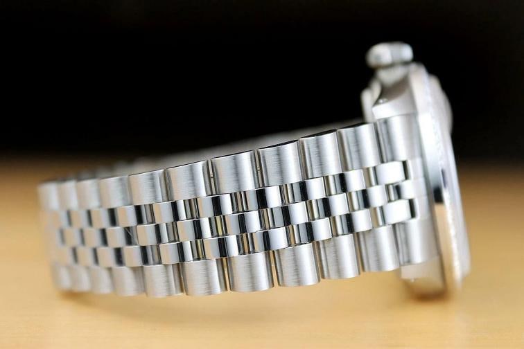 MENS ROLEX DATEJUST 16014 BLACK DIAMOND SAPPHIRE 18K WHITE GOLD STEEL WATCH - 7