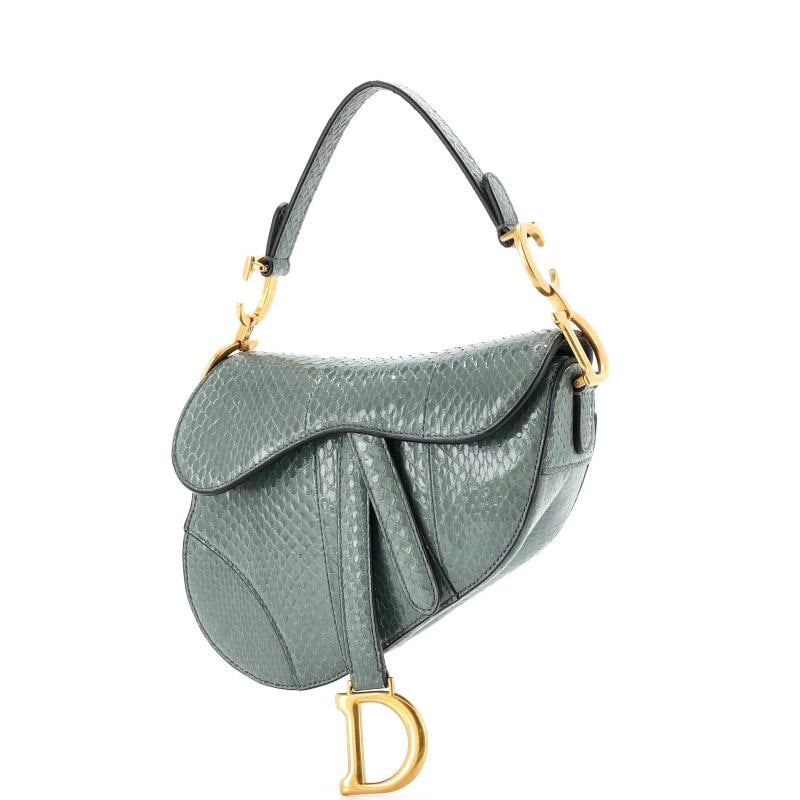 Christian Dior Saddle Handbag Python Mini: Condition: Pre-owned - Good,Brand: Christian Dior,Exterior Material: Python,Style: Top Handle,Exterior Color: Green,Department: Women,Size: Mini Condition: Very good. Exterior: lifting of scales , min
