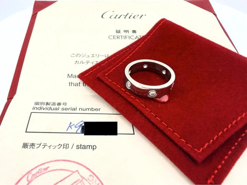 Cartier LOVE 6 Diamond Wedding Band Ring 18kt White Gold with Diamonds SZ 55: Condition: Pre-owned - Good,Number of Diamonds: 6,Antique: No,Shape: Round,Occasion: Wedding,Main Stone Color: White/Colorless,Metal: White Gold,Secondary Stone: Diamond,Main Stone: Diamond,Ring