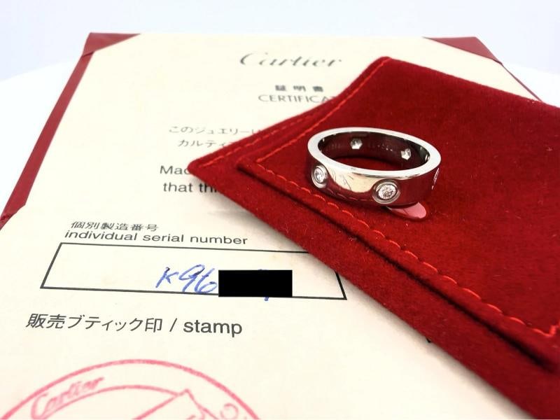 Cartier LOVE 6 Diamond Wedding Band Ring 18kt White Gold with Diamonds SZ 55 - 3