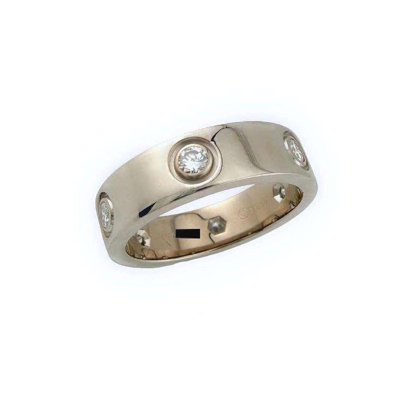 Cartier LOVE 6 Diamond Wedding Band Ring 18kt White Gold with Diamonds SZ 55 - 4