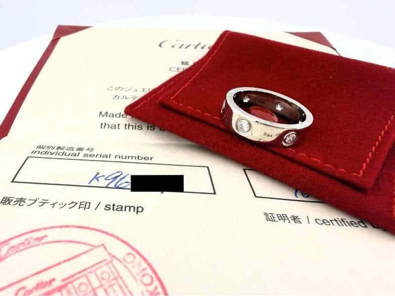 Cartier LOVE 6 Diamond Wedding Band Ring 18kt White Gold with Diamonds SZ 55 - 5