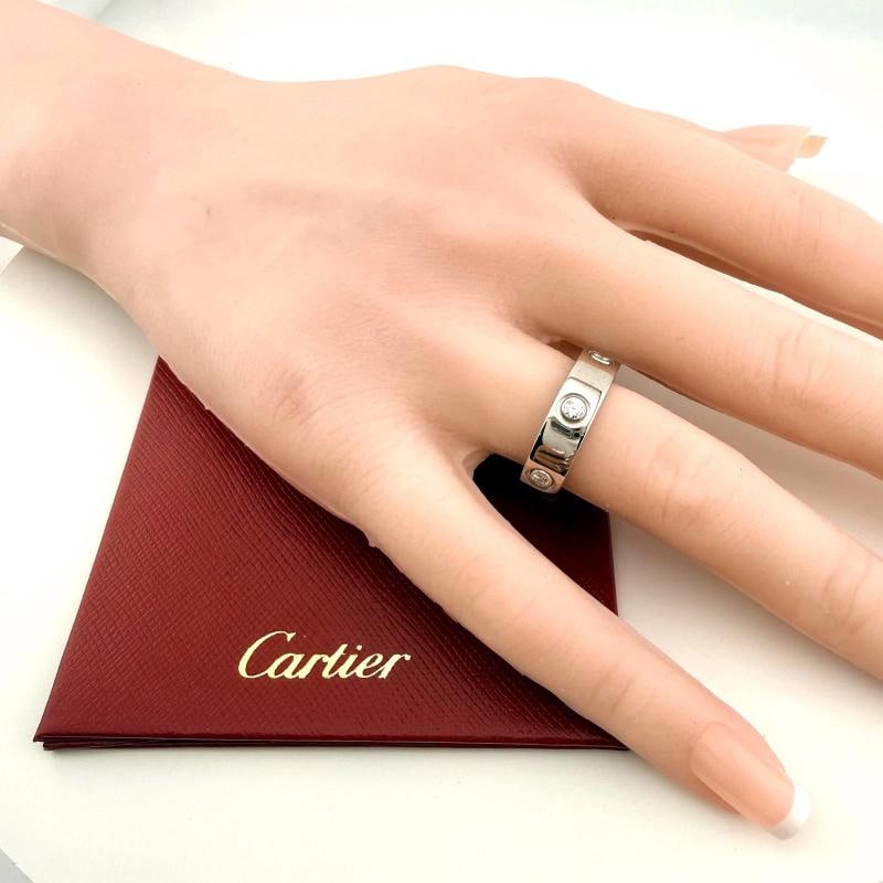 Cartier LOVE 6 Diamond Wedding Band Ring 18kt White Gold with Diamonds SZ 55 - 6
