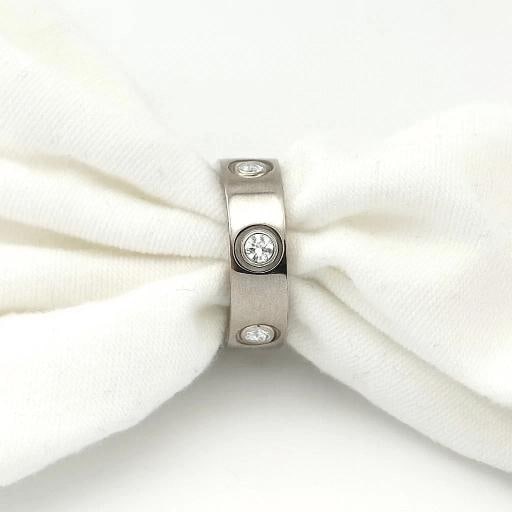 Cartier LOVE 6 Diamond Wedding Band Ring 18kt White Gold with Diamonds SZ 55 - 7