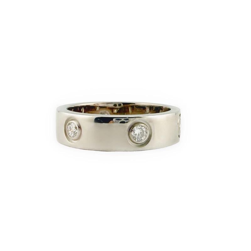 Cartier LOVE 6 Diamond Wedding Band Ring 18kt White Gold with Diamonds SZ 55 - 8