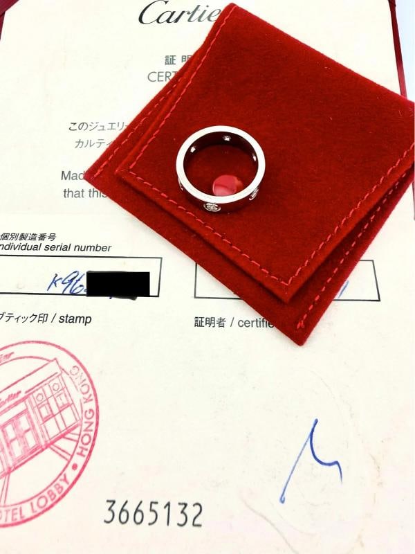 Cartier LOVE 6 Diamond Wedding Band Ring 18kt White Gold with Diamonds SZ 55 - 9