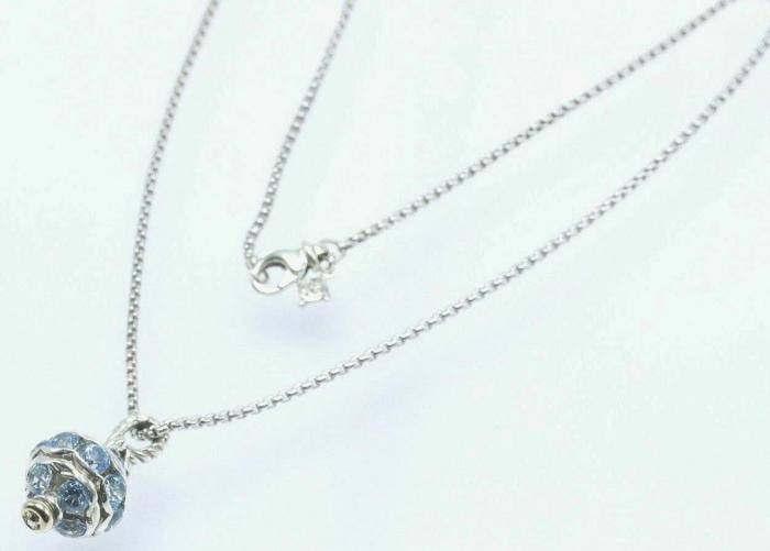 David Yurman Crossover 18K Gold Silver Aquamarine Cable Choker Necklace Pendant - 10